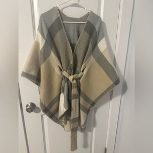 Merona multi-colored tie front wrap poncho. Size OS.